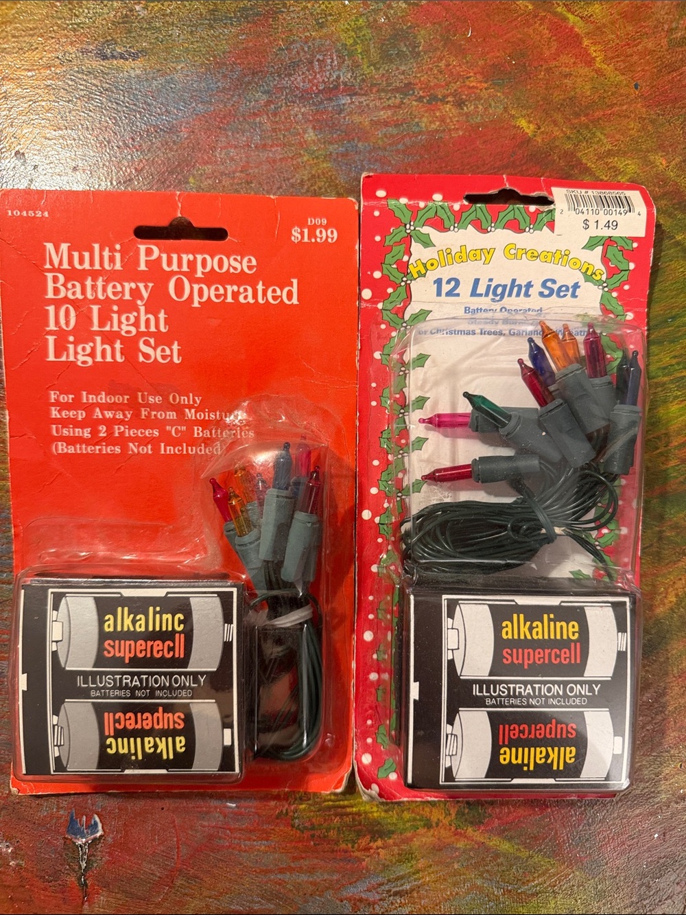 Battery operated Christmas lights Set of 2 New: 10 & 12 Vintage Bundle